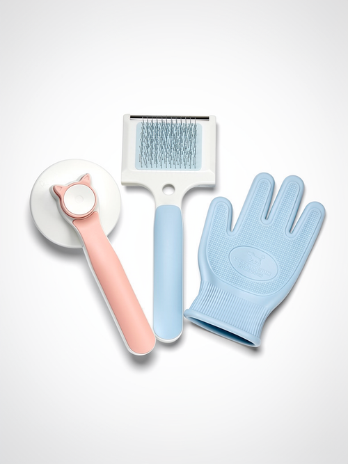 PawMate complete grooming bundle brush rake glove